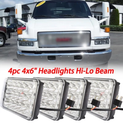 4pc 4x6" Inch Hi/Lo Beam H4651 Headlight Fit GMC C4500 Chevrolet C5500 Kodiak - Image 1 of 4