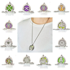 Aromatherapy Silver Necklace Locket Stress Anxiety Pendant Oil Diffuser +10Pads