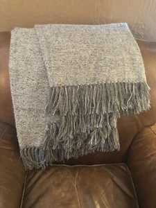 Restoration Hardware 50 x 70 ALPACA BOUCLE WEAVE THROW Gray NWT Stunning! - Picture 1 of 7
