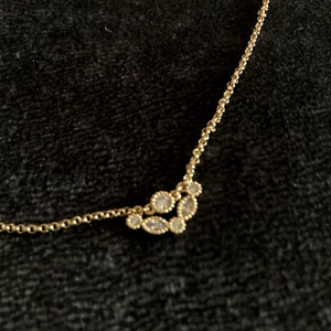 Faux Diamonds Gold-tone Chain Pendant Necklace 14" Costume Jewelry - Picture 1 of 8