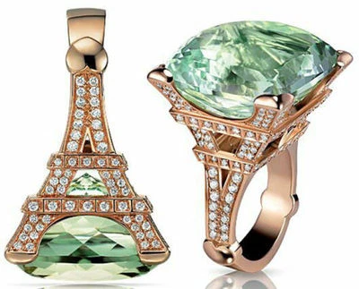 Cocktail Party Ring Solid 925 Sterling Silver New Eiffel Tower Style Jewelry - Image 1 of 2