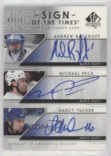2006 SP Authentic Sign of the Times Triple /25 Andrew Raycroft Michael Peca Auto