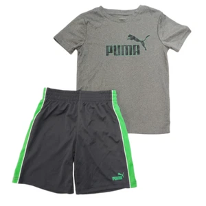 PUMA Boys 2-Piece Active Shirt and Shorts Set Charcoal Heather - Picture 1 of 1