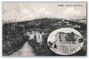 c1910 Perugia Brufani's Grand Hotel Multiview Antique Italy Posted Postcard