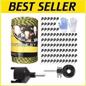 Premium Electric Fence Kit: 200M Poly Wire, 100 Insulators & Installation Tools - Picture 1 of 9