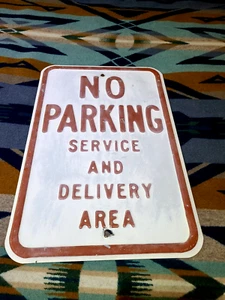 VTG. "NO PARKING SERVICE AND DELIVERY AREA" GARAGE SIGN STAMPED STEEL 12x18" - Picture 1 of 11