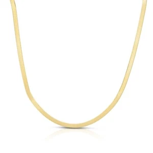 Catena a spina di pesce smussata lucida in oro giallo 14 carati 1,5 mm con chiusura a moschettone - Foto 1 di 5