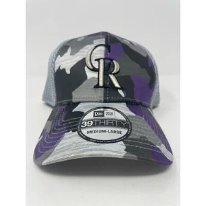 Colorado Rockies New Era Hat Gray Purple Camo 39Thirty Active Stretch Fit Cap - Picture 1 of 5