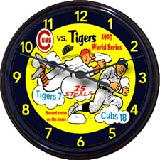 Chicago Cubs Champions Vs Detroit Tigers 1907 World Series Wall Clock Mancave