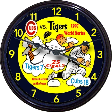 Chicago Cubs Champions Vs Detroit Tigers 1907 World Series Wall Clock Mancave Cover