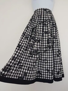 Vintage Rock schwarz weiß Midi Gingham Gr. 8 kariert Landhaus gefüttert 50er Style - Bild 1 von 12