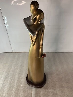 Estatuilla romántica pareja joven enamorada estatua escultura bronce y plata 15,5" Foto 1 de 4