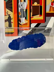 Blue Pino Pinelli Mixed Technical Work with Teak in Plexiglass Acrylic Resin - Picture 1 of 1