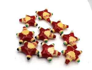Vintage Lot 10 Blow Mold Star Shaped Santa Hard Plastic Christmas Light Covers - Picture 1 of 3