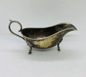 Antique JBC & S Ltd EPNS Gravy Sauce Boat Bowl Engraved 6.5” Art Decor Rare 27 - Picture 1 of 12