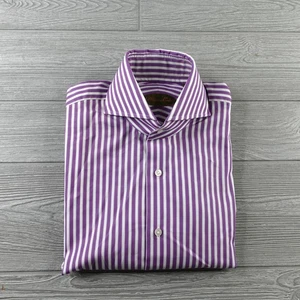 NEW Phineas Cole Dress Shirt Mens 15 33 Purple & White Striped Long Sleeve NWT - Picture 1 of 9