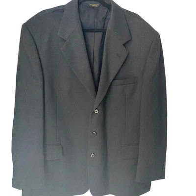 John JH Henry Wool Blend 3 Buttons Black Blazer Sport Coat Men Size 48R Pockets - Image 1 of 4