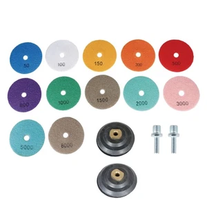 Kit de almohadillas de pulido de diamante de 4" para taladro con 2 piezas de almohadillas de respaldo de 5/8"-11" paquete de 14 - Imagen 1 de 18