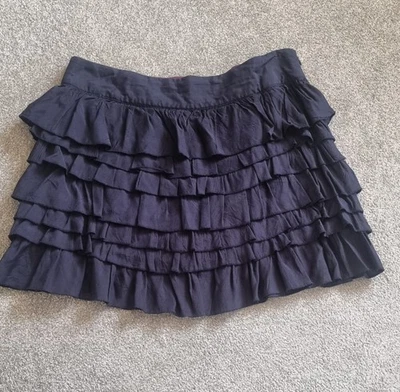 Womens Joules Navy Ruffle Mini Skirt With Side Zip. UK Size 10 - Image 1 of 4