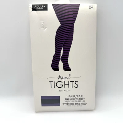 Колготки в полоску Suit Yourself Costume Co. фиолетовые и черные — для взрослых + 1X/2X увеличенный размер - Изображение 1 из 3