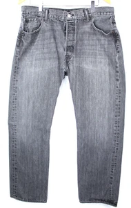 Levi's 501 Black Straight Fit Faded Denim Jeans Pants Men's 36x30 100% Cotton - Picture 1 of 7