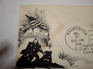 US FDC WWII Scott 929 IWO JIMA Marines . Single On Anderson Cachet SCARCE - Picture 1 of 3