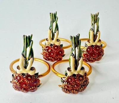 Set Of 4 Vintage Flower Pineapples Napkin Holders - Image 1 of 4