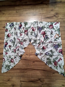 VTG Curtain Valance Set Fruit Print 2 panels  measuring 104" X  33" across - Picture 1 of 1
