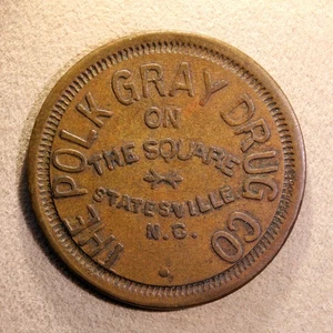 BONITA ficha de Carolina del Norte - Polk Gray Drug Co., 5¢ bebida/cigarro, Statesville, Carolina del Norte - Imagen 1 de 2