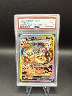 2025 POKEMON FLAREON EX 146/131 — PRE EN-PRISMATIC EVOLUTIONS SIR PSA 9 - Image 1 of 2