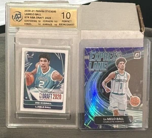 2 Cards- Panini NBA Stickers European #87 Lamelo Ball Rookie Rating 10 & Express - Picture 1 of 5