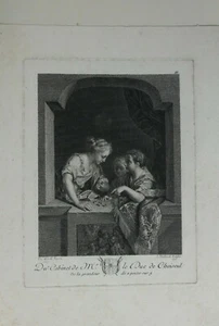 Jean Baptiste Massard Spielende Kinder am Fenster Kupferstich nach Werff 1771 - Picture 1 of 7