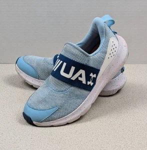 Under Armour BPS Surge 3 Kids Slip On Sneaker Shoe Light Blue Paint Splatter 5Y - Picture 1 of 13