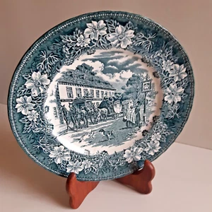 Assiette Faïence Coaching Taverns 1828 Royal Tudor staffordshire england - Foto 1 di 7