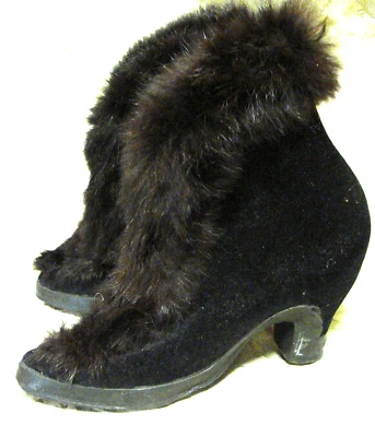 VTG  30s  40s Galoshes Boots Overshoes Fur Trim DISPLAY ONLY Cambridge Rubber Co - Image 1 of 4