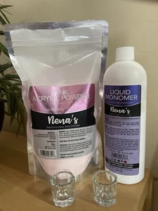 nena's Acrylic Liquid ,SCULPTING Powder PINK , Glass Container 16 oz Kit - Picture 1 of 6