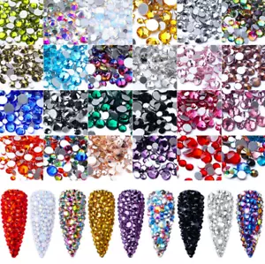 Nail Rhinestones Gems Flat Back Crystal Glass Face Festival 1000pcs Glitter Beds - Picture 1 of 19