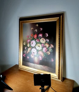 Vintage Hand Painted Oil Painting Original Unsigned Framed Art Floral Still Life - Picture 1 of 11