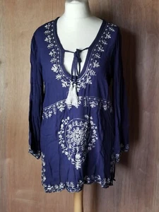 Cable& Guage dunkelblau Gr. L Kaftan Strand Cover-Up Oversize Top Bluse Tunika - Bild 1 von 7