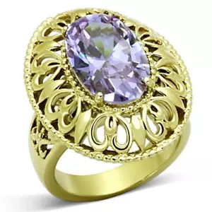Anillo Circonio Circonio Piedra de Nacimiento de Filigrana Lite Púrpura enchapado en Oro Acero Inoxidable TK316 - Imagen 1 de 21