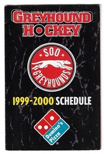 RARE 1999-00 Sault Ste-Marie Greyhounds OHL Hockey Schedule !!! Domino's Pizza