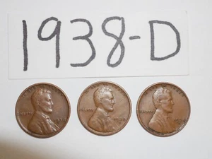 Centavos Lincoln Wheat 1938-D 3 - monedas de alta calidad (8+ artículos se envían gratis) - Imagen 1 de 2