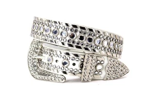 West Star Western Rhinestone Belt Bling Flashy White Clear M-32''for Pants 28-32 - Picture 1 of 9