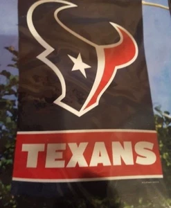 Houston Texans NFL Logo 28" x 40" Vertical Flag w/5' Wooden Banner Pole Kit Blue - Picture 1 of 5