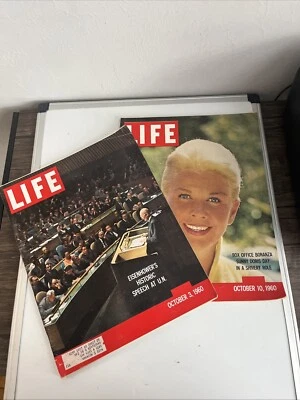 2 1960 Life Magazines October Doris Day Eisenhower United Nations Advertising - Image 1 of 4