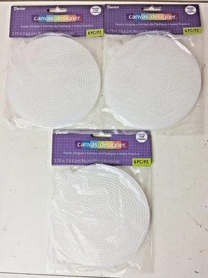 Lote de 3 paquetes redondos de lona de plástico con formas circulares de 5,75" = 18 círculos nuevos en paquete Foto 1 de 2