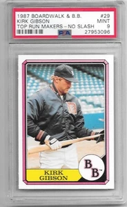 Kirk Gibson 1987 Topps Boardwalk Baseball BB No Slash ERROR #29 PSA 9 No 10s - Picture 1 of 1