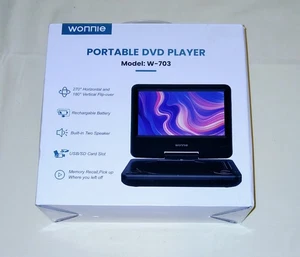 Reproductor de DVD portátil Wonnie W-703 pantalla giratoria de 7" batería recargable nuevo en caja - Imagen 1 de 3