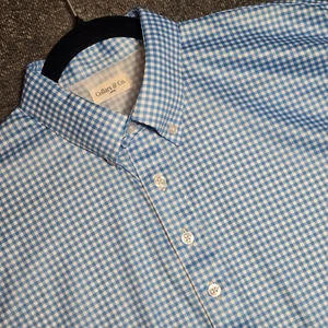 Collars & Co Dress Collar Poloshirt Herren Large blau Gingham kariert Kurzarm - Bild 1 von 8