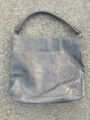 Frye Grey Melissa Washed Leather Hobo Handbag Shoulder Bag Purse - Image 1 of 4